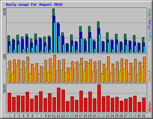 Daily usage for August 2010